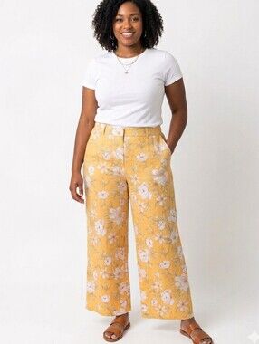 Blue Sol Linen Blend Peach Floral Wide Leg Pants - Size 2X NWT Summer Resortwear